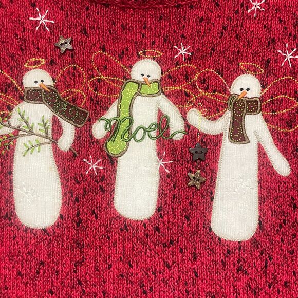 Christopher & Banks Embroidered Holiday Pullover Snowman Sweater Red XL - Picture 11 of 15